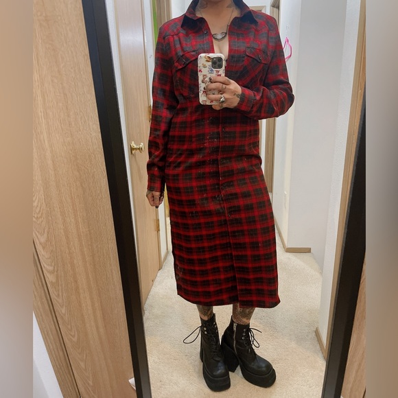 Rise of Dawn Plaid Button-up Maxi Dress - Picture 4 of 5